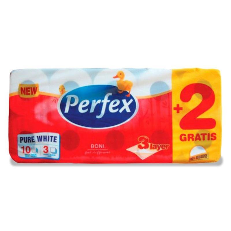 Тоалетна хартия Perfex Pure white трипластова 10 бр