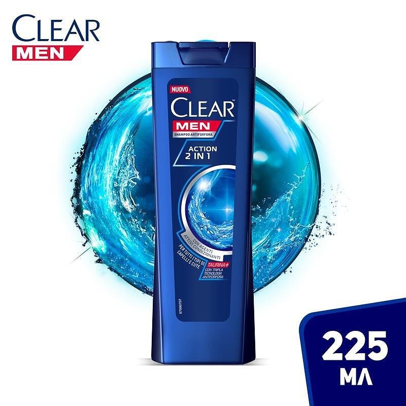 Шампоан Clear men Action 2in1 225 мл
